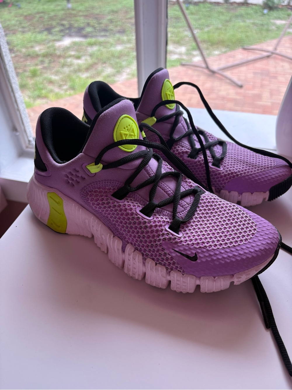 Nike Purple Mesh Sneakers with Neon Yellow Accents